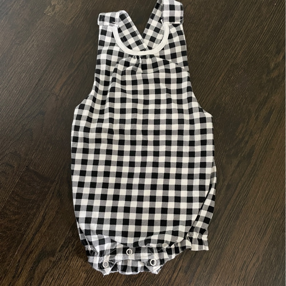 H&M Black and White Gingham Romper 12-18M